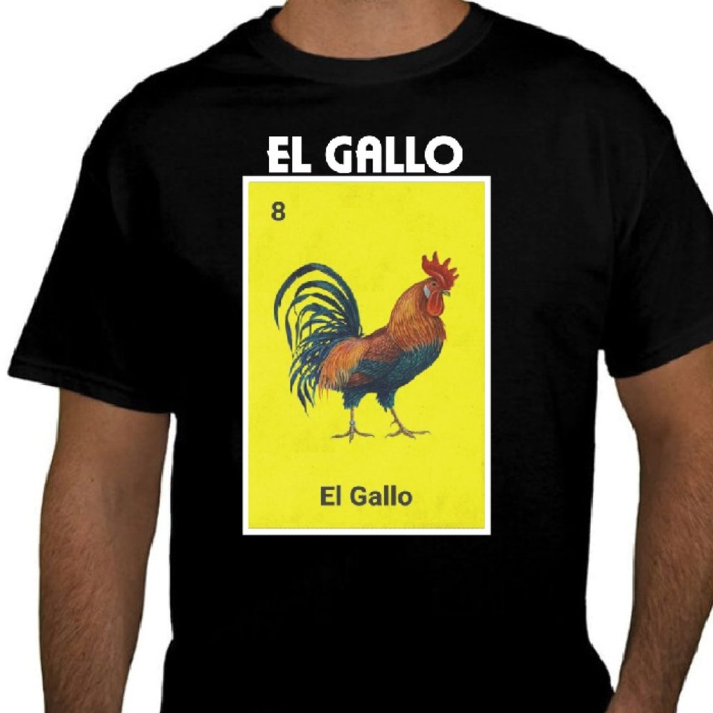 El Gallo Mexican Loteria T-Shirt Black